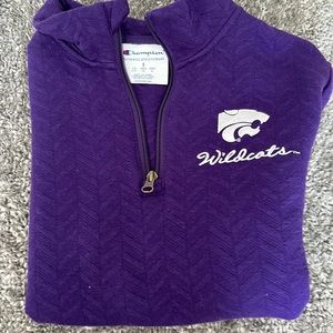 Dark purple k-state half zip. Has side pockets and has a quilted material